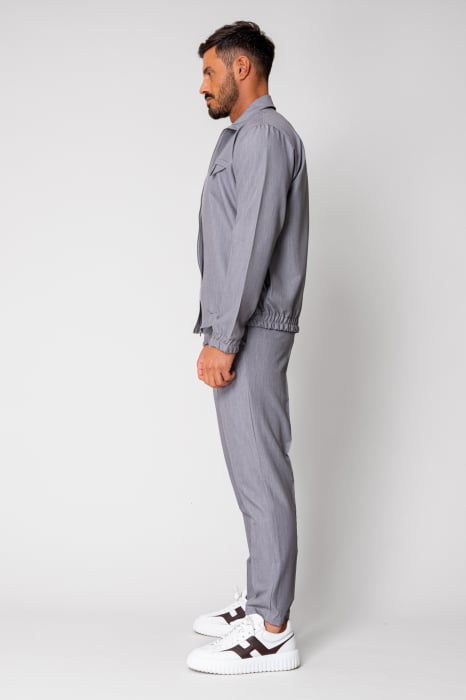 Set Caruso Stripes Jacket zipper with pocket and long pants Grey [3]