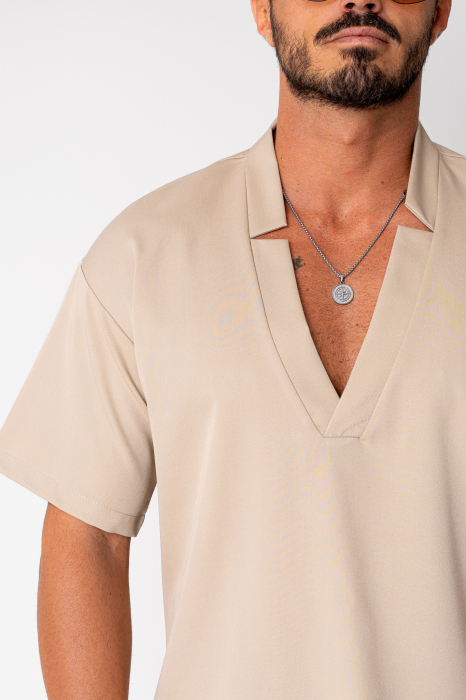 Set Como V-cut blouse and shorts Beige [5]