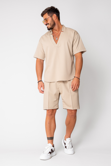 Set Como V-cut blouse and shorts Beige [2]