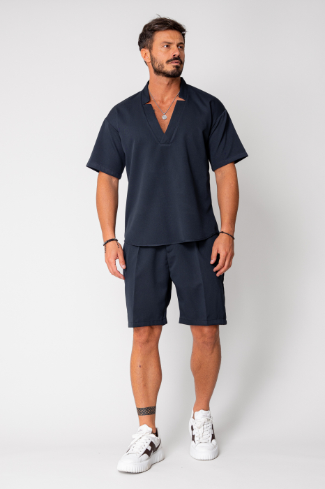 Set Como V-cut blouse and shorts Navy [2]