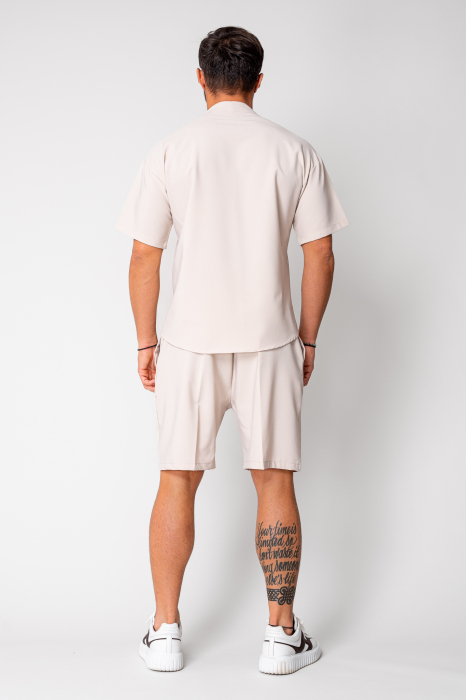 Set Como bluza V-cut si pantaloni scurti Cream [4]