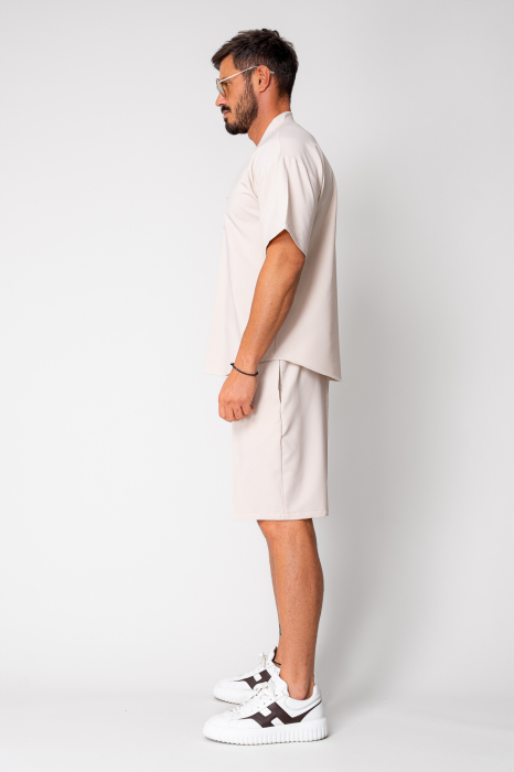 Set Como bluza V-cut si pantaloni scurti Cream [3]