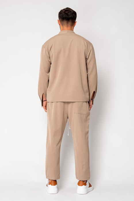 Set Como V-cut shirt and long pants Beige [4]