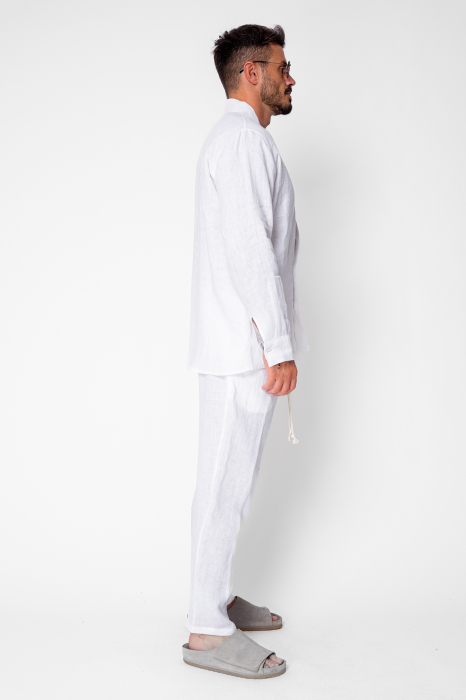 Set Como din 100% IN Camasa V-cut si pantaloni lungi Premium White [3]