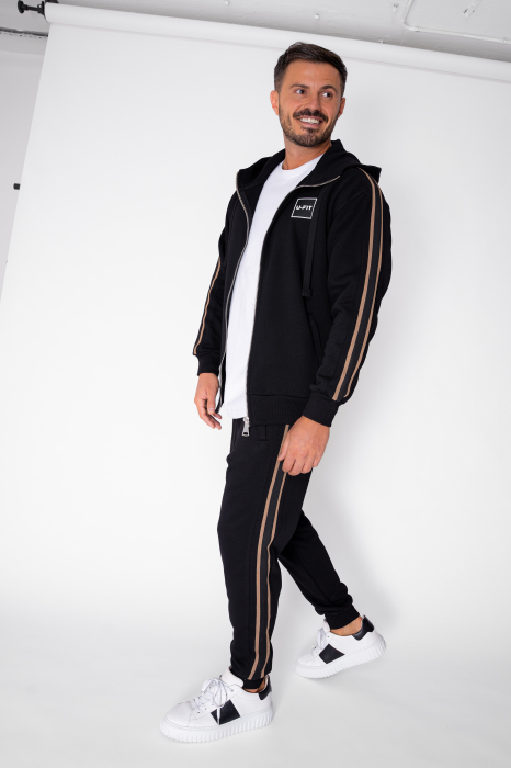Set Cool Rock hanorac cu fermoar si pantalon conic New Black