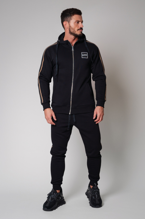 Set Cool Rock hanorac cu fermoar si pantalon conic New Black [2]