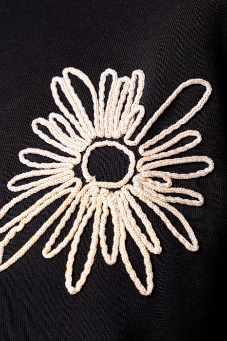 Set cu broderie bluza si pantalon lung Black/Beige [5]