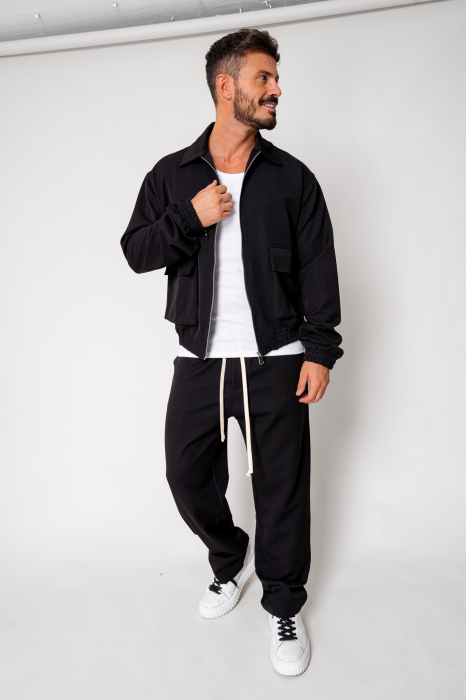 Set Dario Jacket zipper with pocket and long pants Black [1]