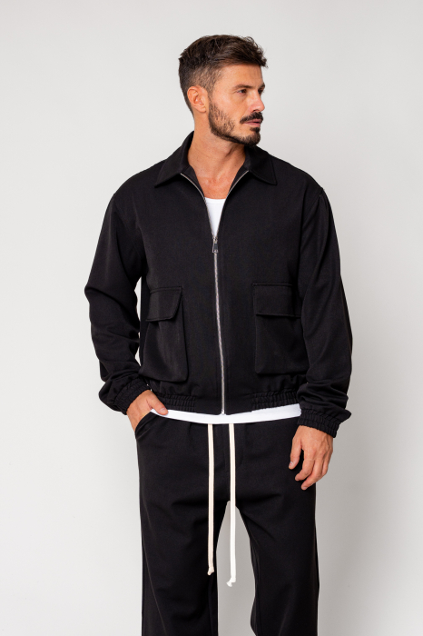 Set Dario Jacket zipper with pocket and long pants Black [5]