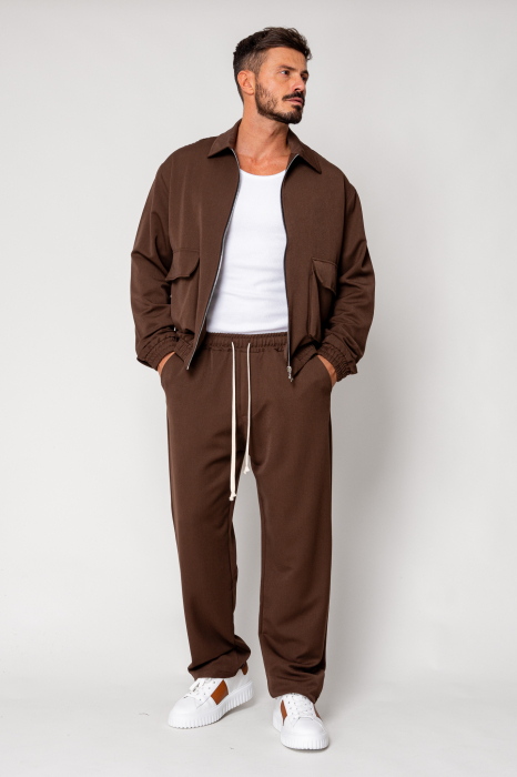 Set Dario Jacket zipper with pocket and long pants Brown [2]