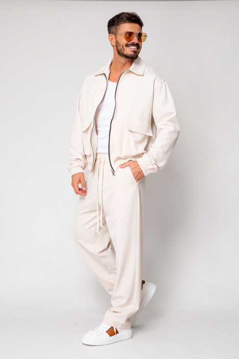 Set Dario Jacket zipper with pocket and long pants Cream [2]