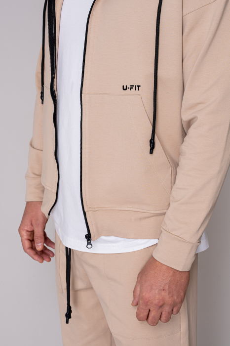 Set Loren din bumbac Jacheta si pantalon Beige [5]