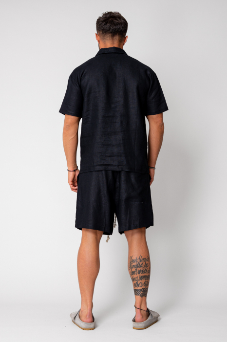Linen shirt and shorts set Bllack [5]