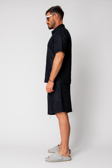Linen shirt and shorts set Bllack [4]