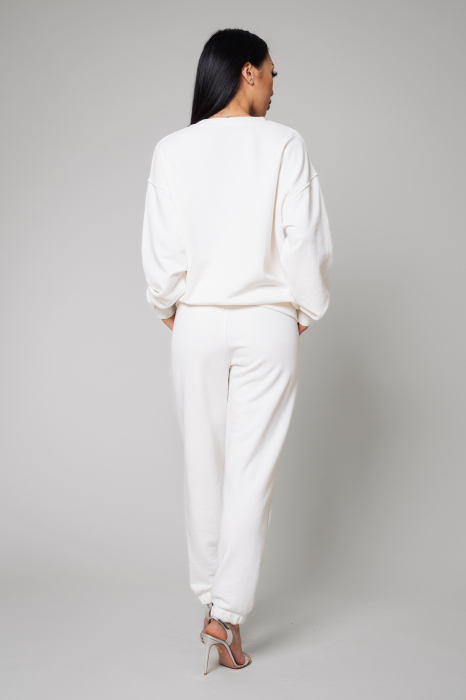 Set Easy bluza si pantalon Oversized Off White [3]