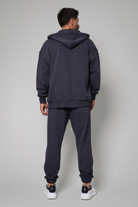 Set Easy hanorac cu fermoar Oversized si pantalon Grey Anthracite [3]