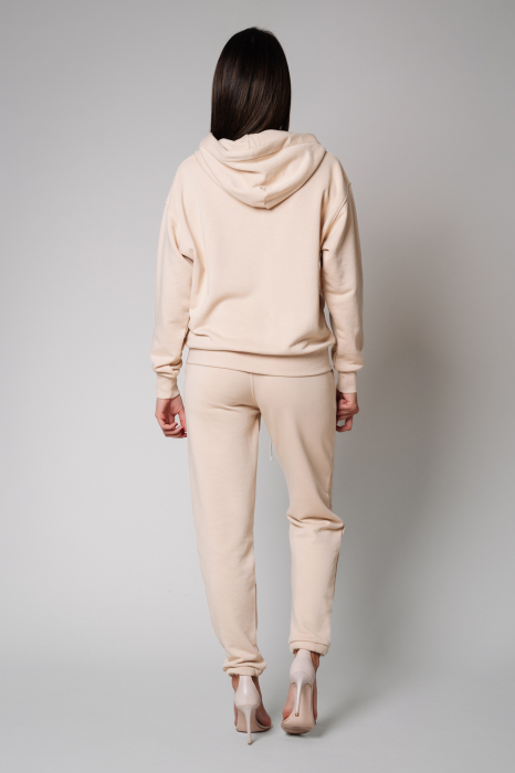 Set Easy hanorac cu fermoar si pantalon Oversized Light Beige [3]