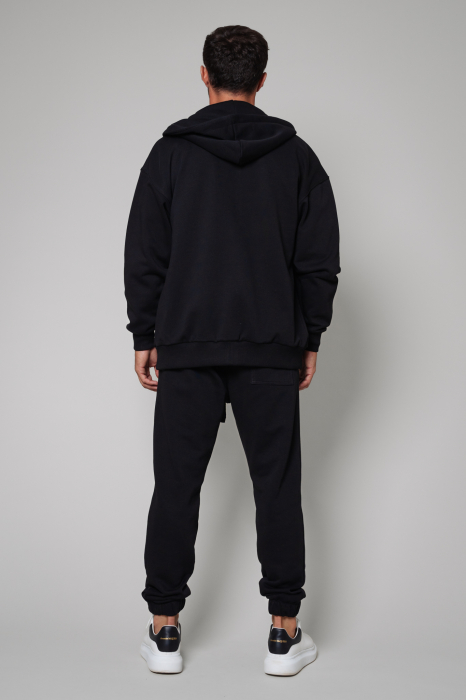 Set Easy hanorac cu fermoar Oversized si pantalon Black [3]