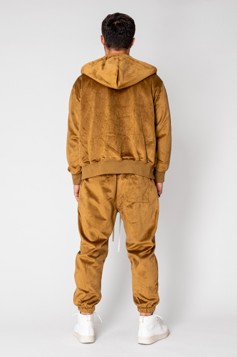 Thick set Brown velvet zip-up hoodie and long pants [3]