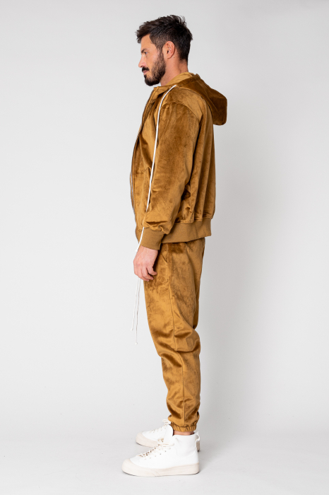 Thick set Brown velvet zip-up hoodie and long pants [2]