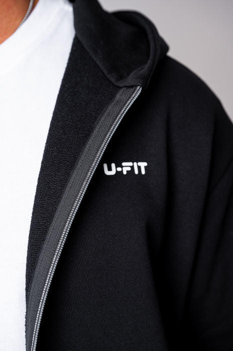 Set hanorac cu fermoar si pantalon drept din 100% Bumbac Black [5]