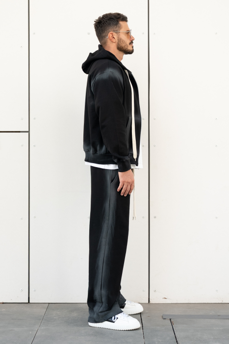 Set Sweatshirt with zip and pants Black Prewashed [3]
