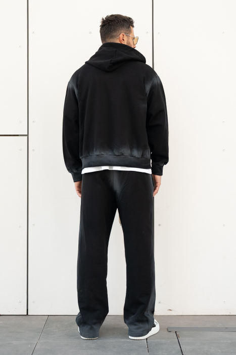 Set Sweatshirt with zip and pants Black Prewashed [4]