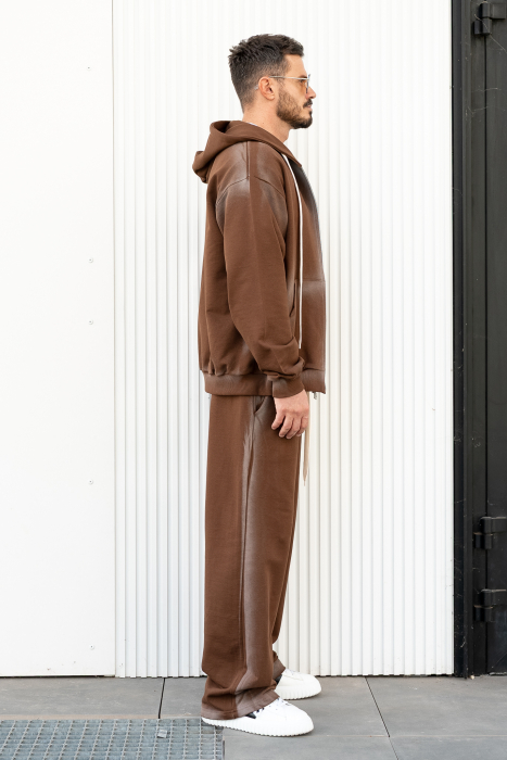 Set hanorac cu fermoar si pantalon lung Brown Prespalat [2]
