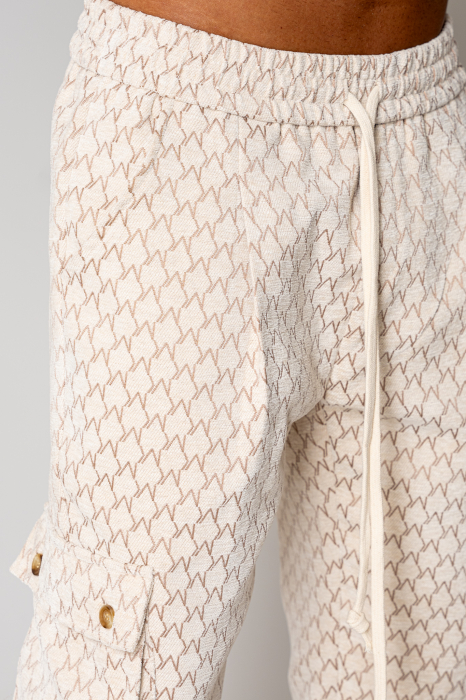 Set Hanorac cu fermoar si Pantalon lung cargo Cream [6]