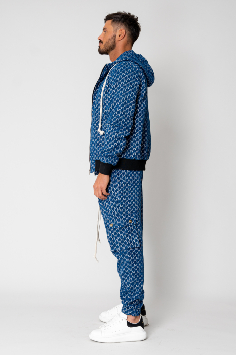 Set Hanorac cu fermoar si Pantalon lung cargo Dark Blue [3]