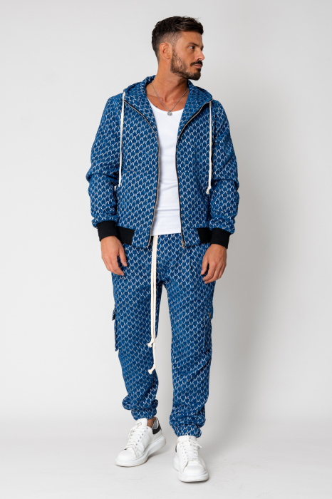 Set Hanorac cu fermoar si Pantalon lung cargo Dark Blue [2]