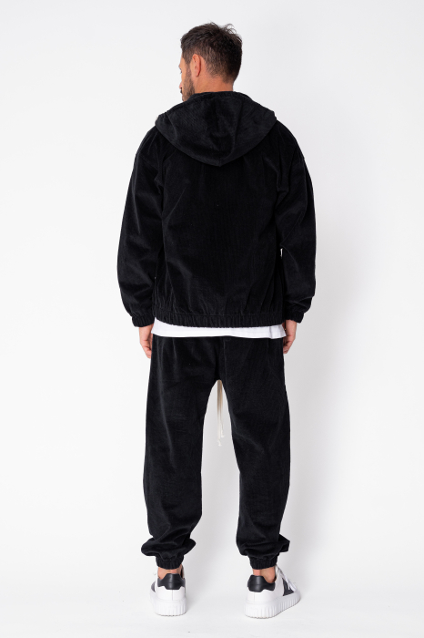 Set Hanorac cu fermoar si Pantalon Lung din reiat Corduroy Black [3]