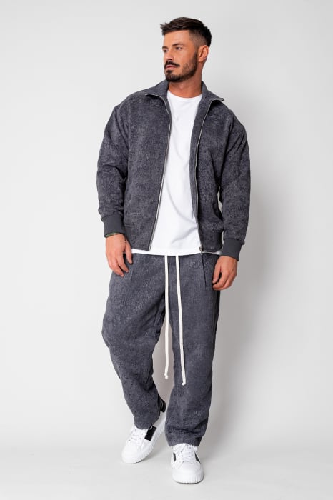 Set Hanorac cu fermoar si Pantalon lung drept Grey Anthracite [2]