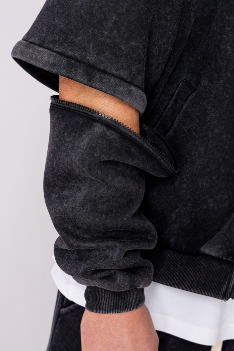 Pre-Washed Set hoodie with zipp and pants Black [5]