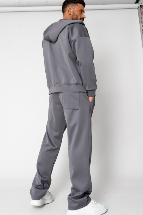 Set of Hoodie with pouch and zipper and Grey long pants [2]