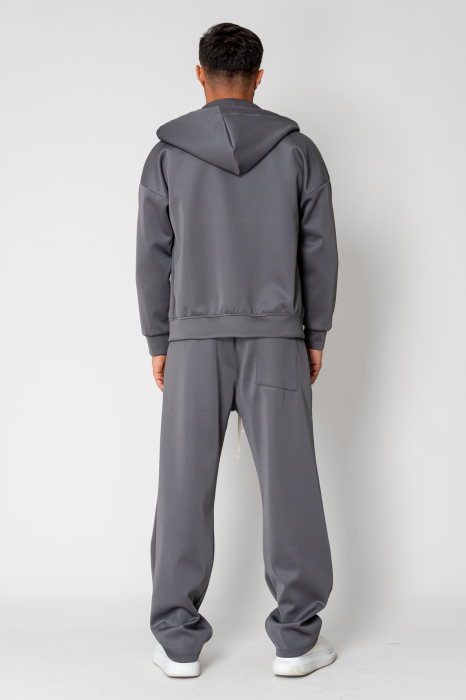 Set of Hoodie with pouch and zipper and Grey long pants [4]
