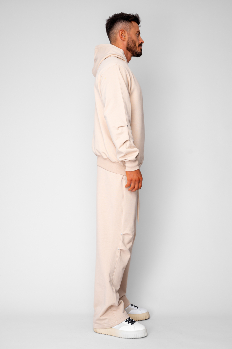 Set hanorac si pantalon drept cu capse Beige [3]