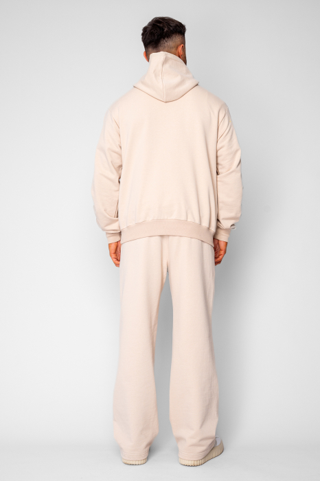 Set hanorac si pantalon drept cu capse Beige [4]