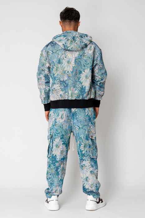 Set Hanorac si Pantalon lung cargo Blue Flower [5]