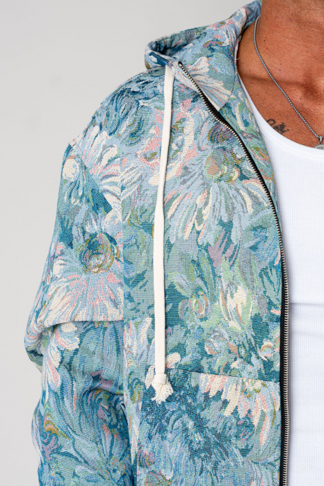 Set Hanorac si Pantalon lung cargo Blue Flower [6]