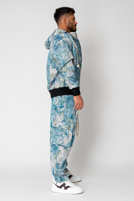 Set Hanorac si Pantalon lung cargo Blue Flower [4]