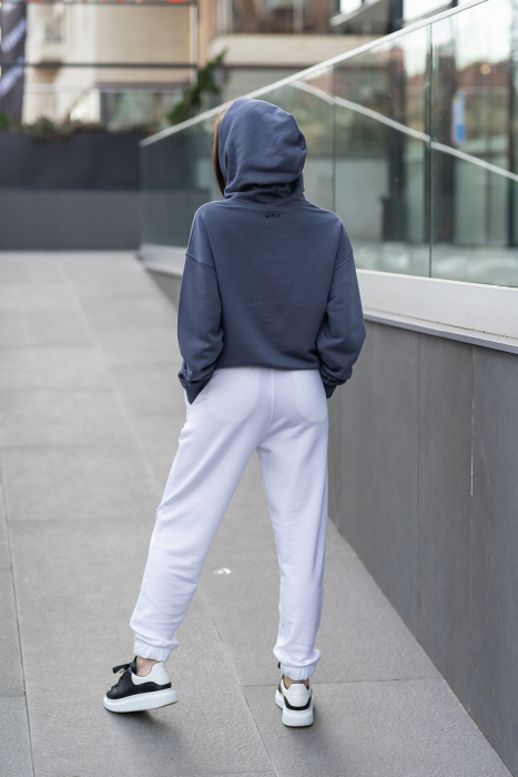 Set Easy-Fit hanorac si pantalon Oversized Anthracite Grey/Off White [4]