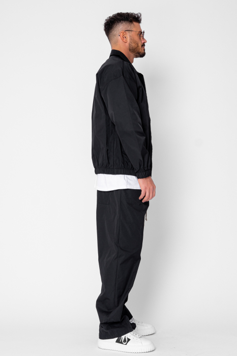 Set Heavy Windbreaker Jacheta cu fermoar si pantalon lung din fas Black [3]