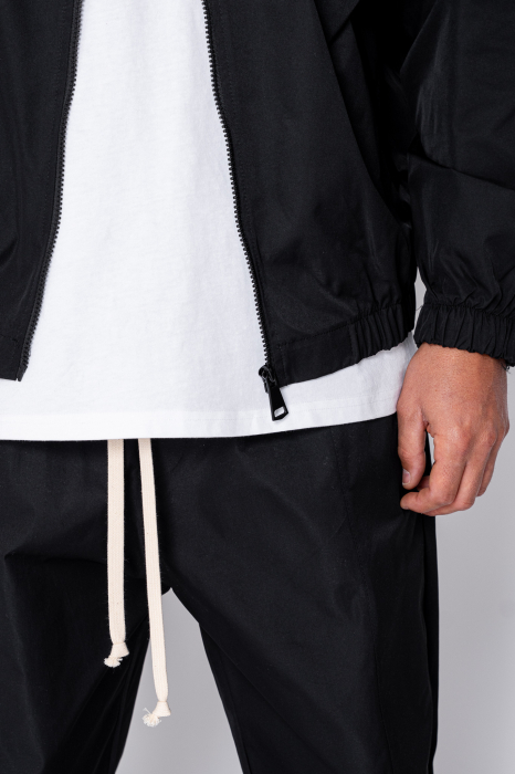 Set Heavy Windbreaker Jacheta cu fermoar si pantalon lung din fas Black [5]