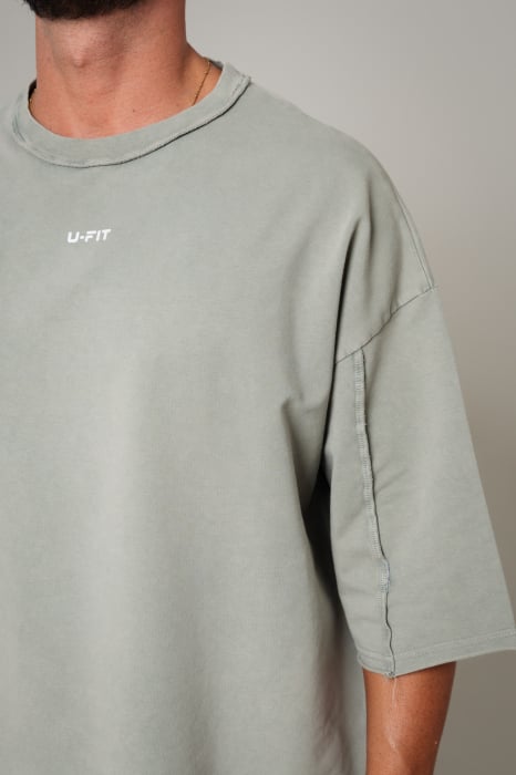 Set Huge Oversized tricou si pantalon lung Light Olive [4]