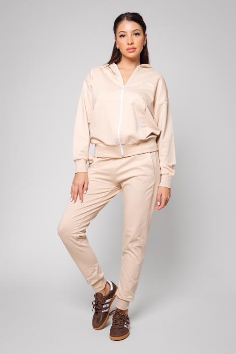 Set HyperA hanorac cu fermoar si pantalon Light Beige New [2]