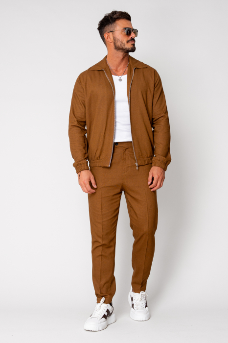 Toscano Set Zippered Jacket and Long Trousers Brown [2]