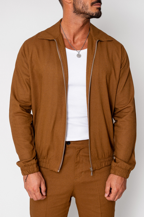 Toscano Set Zippered Jacket and Long Trousers Brown [5]