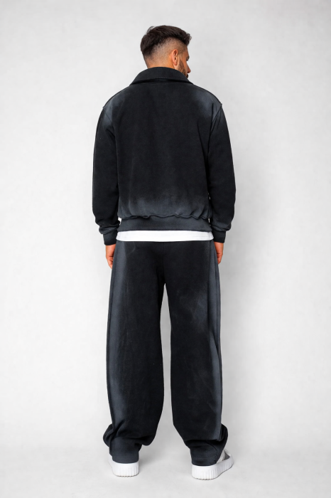 Set Jacheta cu fermoar si pantalon cu cusaturi exterioare Black Prespalat [2]