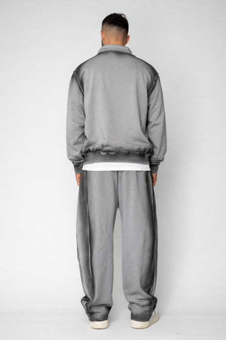 Set Jacheta cu fermoar si pantalon cu cusaturi exterioare Grey Prespalat [2]